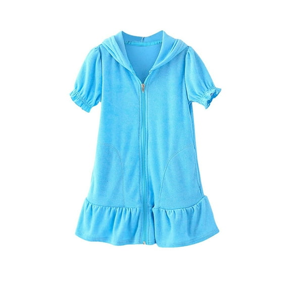 EnJoCho Toddler Girls Swim Cover Up Swimsuit Terr𝗒 Cloth Beach Towel Long Sleeve Bathing Suit Cover Ups for Swimwear For 1 To 8 Years