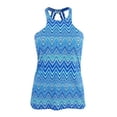 thumbnail image 3 of Island Escape BLUE Push up High-Neck Zig Zag Tankini Swim Top, US 10, 3 of 3