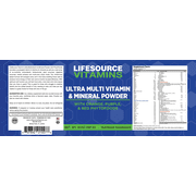 LifeSource Vitamins Ultra Mineral & Multivitamin Powder with Phytos – Naturally Flavored Vitamin Powder for Immune Support - 14 oz