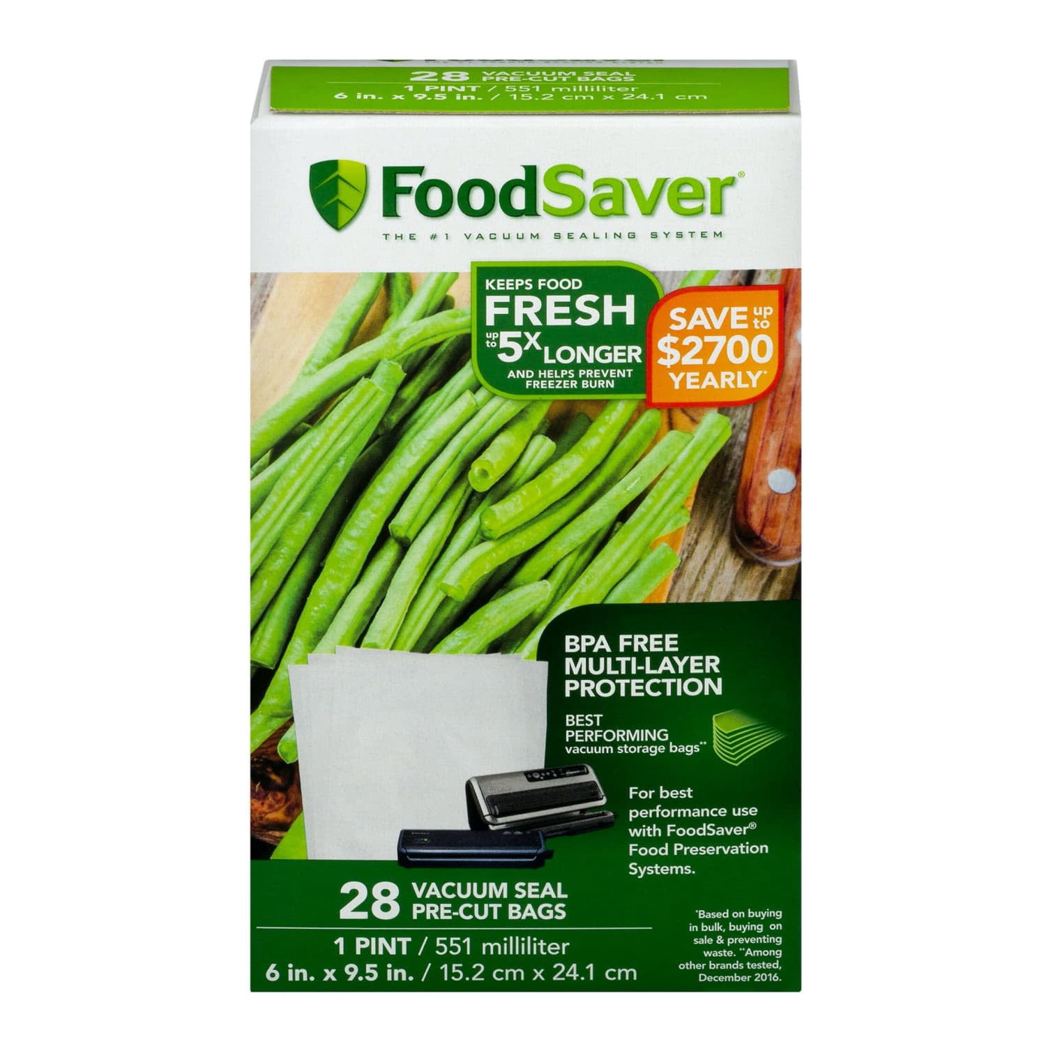 (4 pack) FoodSaver Pint-Size Vacuum-Seal Bags, 28 Count
