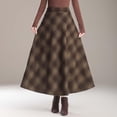 thumbnail image 5 of Women's Lattice Skirt Warm Elastic Waist Wool A-Line Pleated Tartan Winter Long Skirts, 5 of 10
