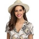 thumbnail image 5 of Women Wide Brim Straw Panama Roll Up Hat Belt Buckle Fedora Beach Sun Hat Upf50+, 5 of 5