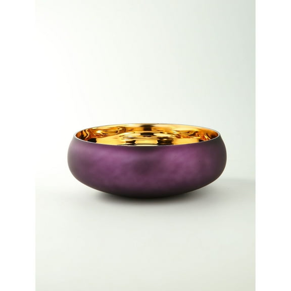 12" Purple Handblown Glass Bowl Tabletop Decoration