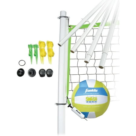 Franklin Sports Volleyball Set - Beach and Backyard Volleyball Net Set - Portable Volleyball Net and Ball Set with Poles and Ground Stakes