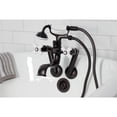 thumbnail image 2 of Kingston Brass KS229PXORB Kingston Three-Handle 2-Hole Tub Wall Mount Clawfoot Tub Faucet with Hand Shower in Oil Rubbed Bronze, 2 of 7