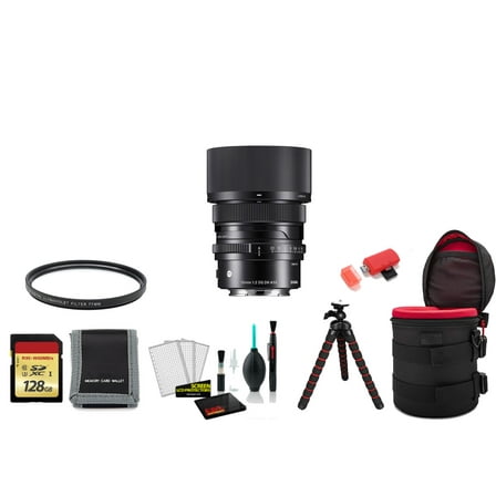 Sigma 50mm F/2 DG DN Contemporary Lens (Sony E) 314965 Full Frame - Bundle with 128GB Memory Card, USB Card Reader and More