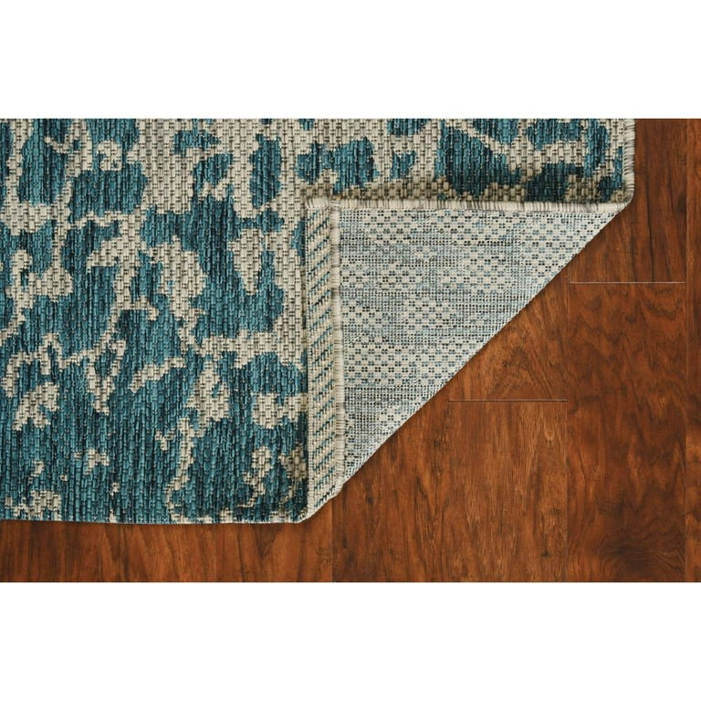 8' Blue Grey Machine Woven Uv Treated Animal Print Indoor Outdoor Round Area Rug 8' Blue Grey Machine Woven Uv Treated Animal Print Indoor Outdoor Round Area Rug