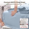 thumbnail image 3 of California Design Den King Size Fitted Sheet Only - 600 Thread Count 100% Cotton Sateen, Deep Pocket Bottom Fitted Sheet - Blue, 3 of 9