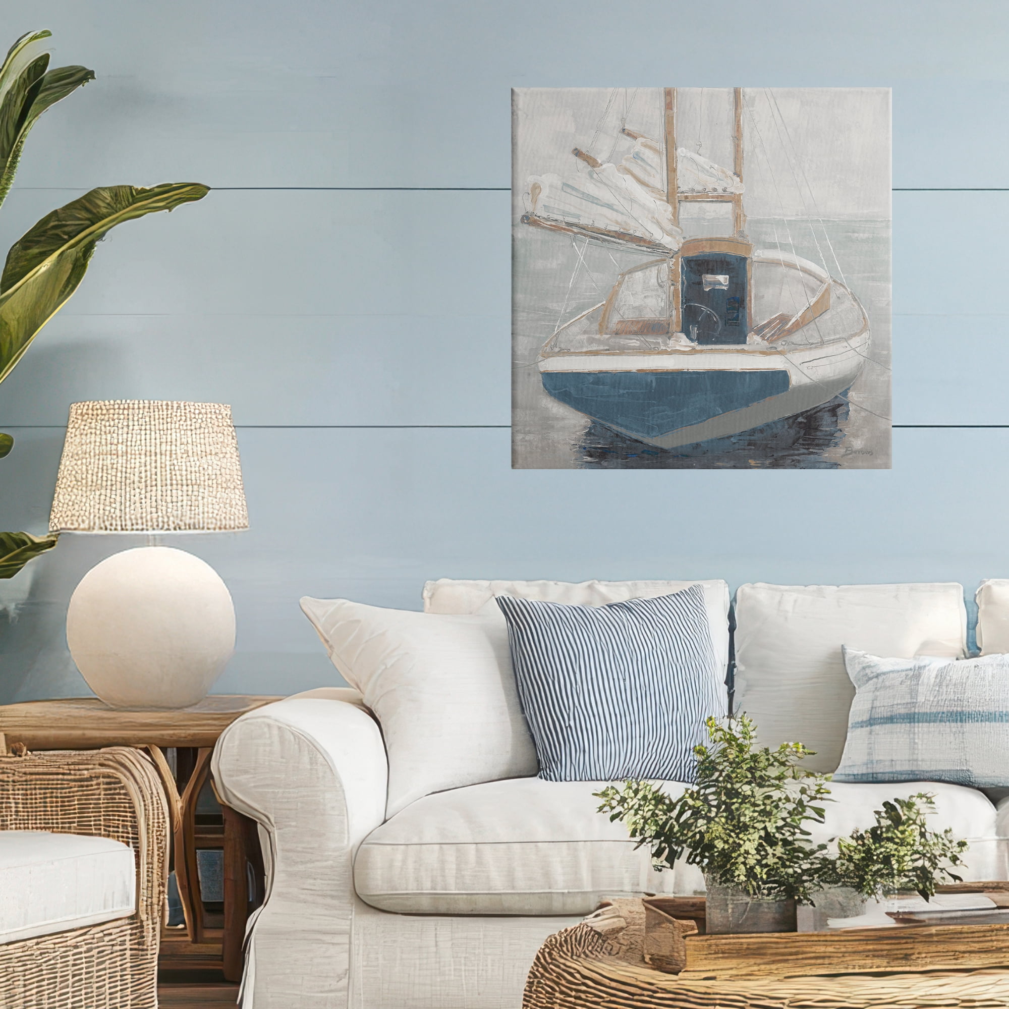 Stupell Industries Serene Harbor Sail Boat Canvas Wall Art, design by John Burrows