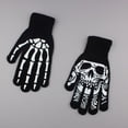 thumbnail image 4 of Ticikt Skeleton Gloves, Luminous Skull Bone Knit Gloves, Halloween Costume Party Cosplay Accessory for Adult,Black3, 4 of 6