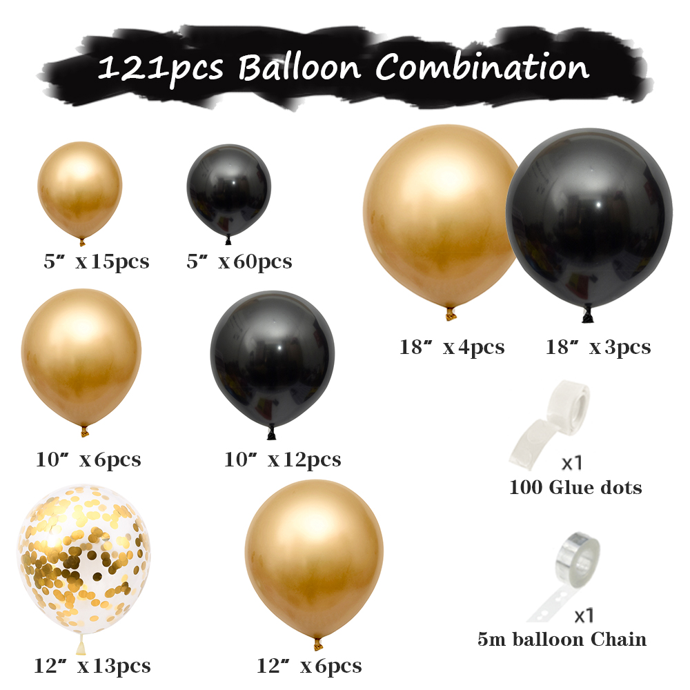 Beyondtrade Black & Gold Balloon Arch Kit, 121-Piece photo 3