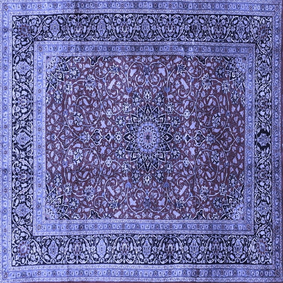 Ahgly Company Indoor Square Medallion Blue Traditional Area Rugs, 5' Square