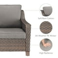 thumbnail image 2 of POCASSY Wicker Outdoor Couch, Brown Wicker Sofa Outdoor Furniture with All Weather Rattan and Olefin Cushion for Balcony, Backyard, Porch, Brown/Gray, 2 of 8