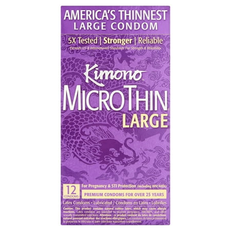 Kimono Micro Thin Large Lubricated Latex Condoms - 12 ct