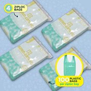 Disposable Diaper Bags, by Kinderific, Fresh Scent, Packed in 4 Resealable Ziploc Bags, 400 Bags