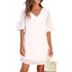 thumbnail image 1 of VISgogo, vestido de manga corta con volantes para mujer, doble capa, Color sólido, cuello en V, informal, verano, línea A, vestido de gasa para fiesta VISgogo  moda, 1 of 9