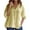 Yellow, variant on Women's Spring Solid Color Linen V Neck Long Sleeve Casual Shirt Blend of Polyester, Viscose, Elastic Loose and Comfortable