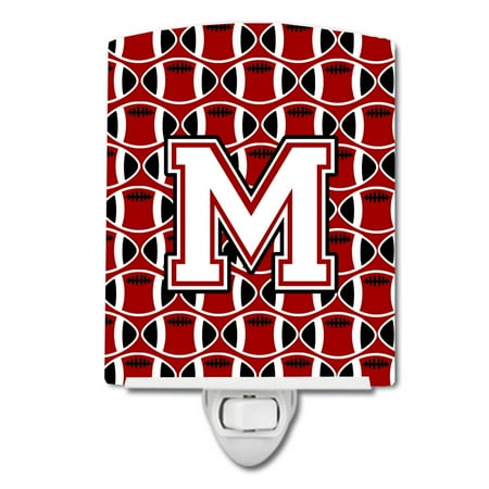 

Caroline s Treasures CJ1082-MCNL Letter M Football Cardinal and White Ceramic Night Light 6x4x3 multicolor
