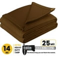 thumbnail image 3 of PROTARP Extreme Heavy Duty WaterProof Canvas Tarp 20 oz, UV Resistant Tarpaulin Cover with Rustproof Brass Grommets, Multipurpose for Canopy, Roof, Camping, Wood Pile (Brown 12'X20'), 3 of 7