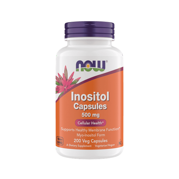 Now Foods Inositol 500 mg, Superior Myo Inositol form, for Healthy Membrane Function*, Cellular Health*, Support for Women* Kosher 200 Vegetarian Capsules (Pack of 1)
