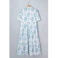 thumbnail image 5 of Women's Sky Blue Geometric Floral Maxi Dress – Casual Summer V-Neck with Short Sleeves, 4X, 5 of 12