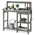 thumbnail image 4 of GONICHA Potting Bench, Poly Lumber Potting Table with Removable Stainless Steel Sink and Open Shelves,All-Weather Planting Table for Garden, Gray, 4 of 6