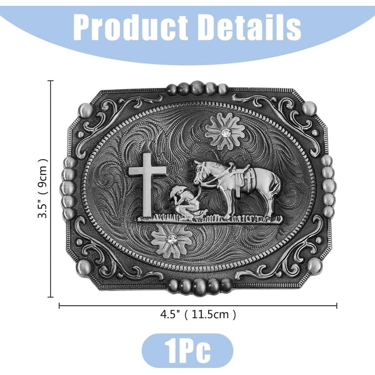Western Cowboy Belt Buckle for Men Horse Cross Belt Buckle  display picture 1