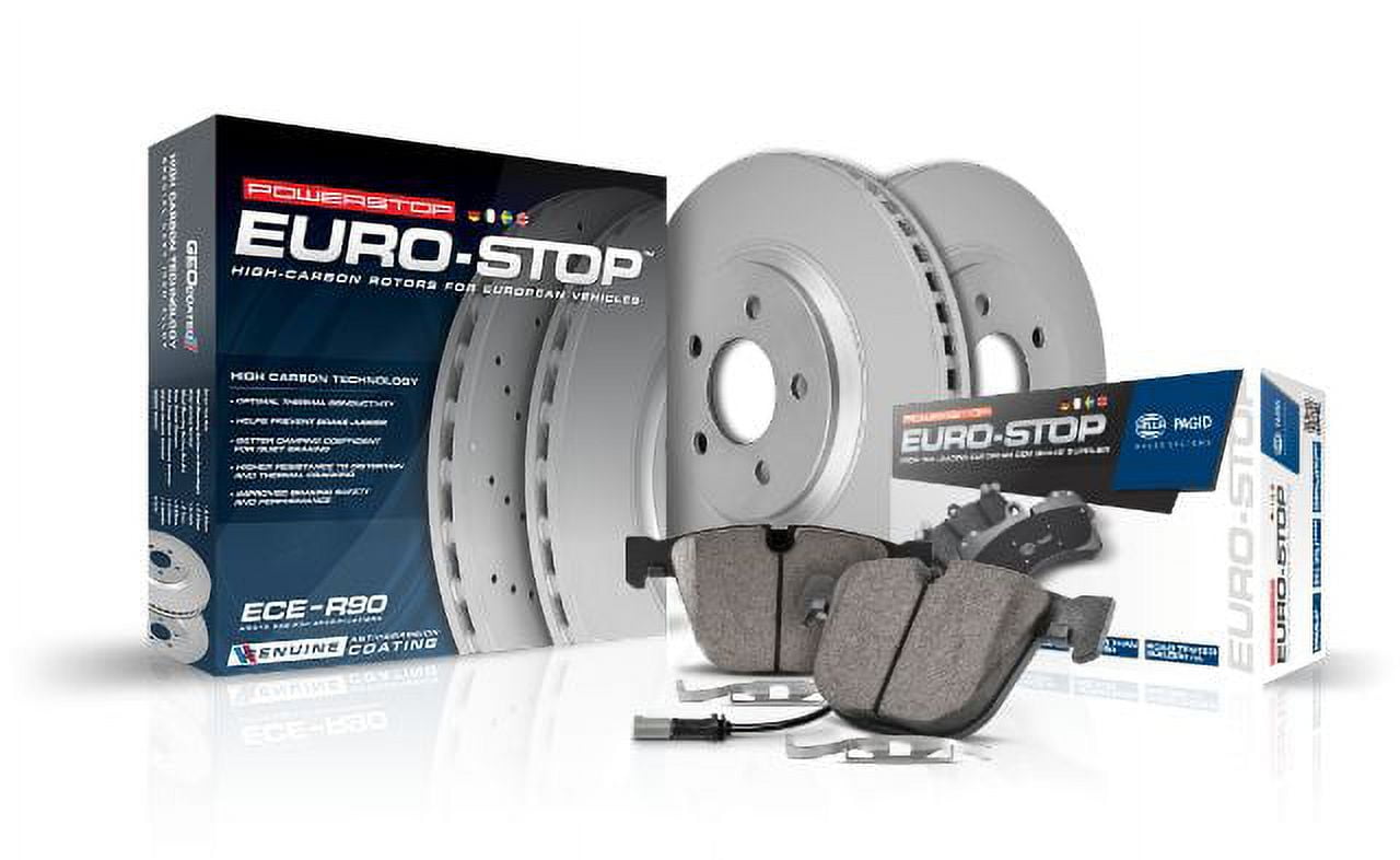 Power Stop Front Euro-Stop ECE-R90 Certified Brake Pad and Rotor Kit ESK4677