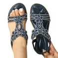 thumbnail image 3 of WILLBEST Sandalias De Plataforma Con Tiras Cruzadas Y Diamantes De Imitación Para Mujer, Sandalias Con Correa Elástica En El Tobillo, Zapatos Casuales De Playa Bohemios 1308, 3 of 7