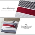 thumbnail image 4 of Davulos Full Comforter Set Striped Bedding Set 7 Piece Bed in a Bag Soft Microfiber Comforter and Sheet Set Red Black Navy Patchwork Striped Bed Set for All Season, 4 of 7