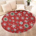 thumbnail image 4 of Red Christmas Snowflake Pattern Round Blanket,Comfortable Soft Flannel Throw Blanket,All Season,Warm Lightweight Blankets for Sofa Bed Couch Living Room Chair 47"x47", 4 of 5