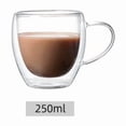 thumbnail image 1 of Tasse en Verre Résistant à la Chaleur à Double Paroi avec Poignée 150ml 250ml 350ml Tasse à Café Lait Jus Bière Transparente, 1 of 7