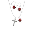 thumbnail image 2 of Delight Jewelry Silvertone Pebble Cross Red Lucky Ladybug Necklace and Dangle Earrings Set, 2 of 6