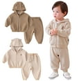 thumbnail image 7 of WOLLED Baby Boys Girls Zipper Embroidered Sweatshirt Top + Sweatpants 2 PCS Outfit Hooded Long Sleeve Tops Kids Clothes,Sized 1-5T, 7 of 7