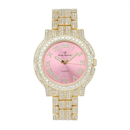 Women's Luxury Crystal Diamonds Iced Out Watch, a True Testament to blinged-Out Beauty and Timeless Glamour (L0504LA GLD-Pink)