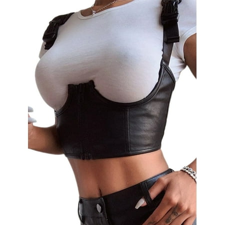 

Women Leather Chest Support Body Chest Waist Belt Adjustable Bustier