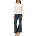 thumbnail image 2 of INSPIRE CHIC Women's Pleated Front Casual Long Sleeve Square Neck Blouse, 2 of 5