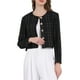 thumbnail image 1 of CHAQUETA BLAZER CROP DE TWEED SIN COLLAR Y CON BOTONES PARA MUJERES INSPIRADA EN CHIC 2XL NEGRO, 1 of 4