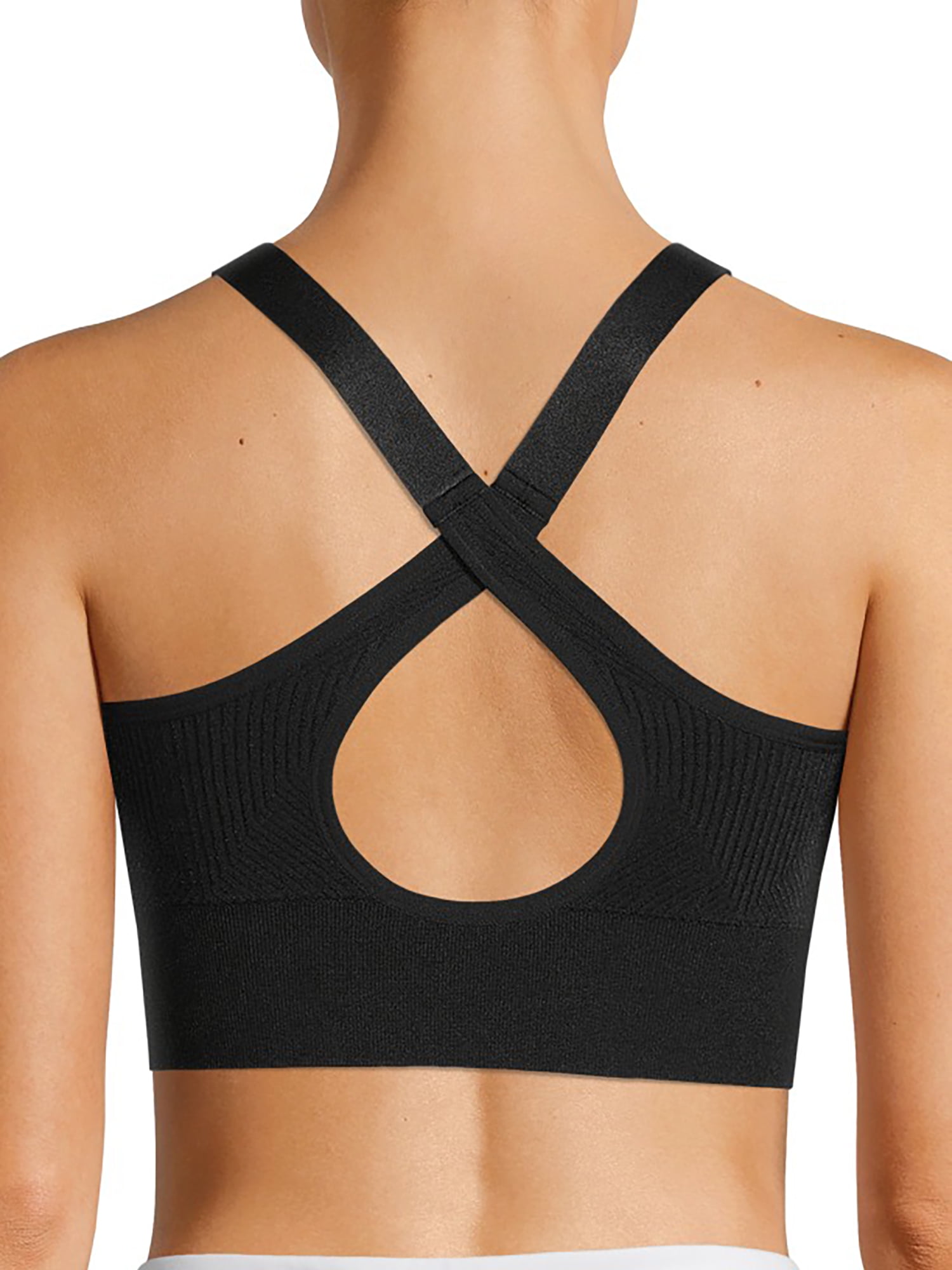 Avia Women's Medium Support Seamless Scoop Neck Cross Back Sports Bra