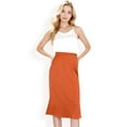 thumbnail image 2 of Women's Satin Midi Skirt With A-Line Silhouette And Elastic Waistband- Coffee,Medium, 2 of 7