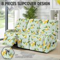 thumbnail image 2 of COEQINE Recliner Sofa Cover Anti-Slip 3 Seater Lazyboy Cover 8 Pieces Soft Recliner Couch Cover Stay in Place Furniture Protector for Reclining Chair, Lemon Floral Green, 2 of 8