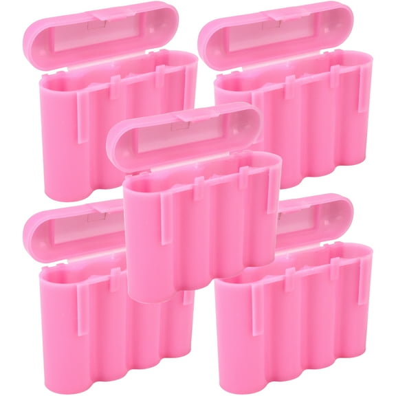 Five (5) EBC Battery AA AAA Pink Plastic Battery Storage Case Holder Box USA Ship