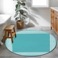 thumbnail image 4 of Turquoise Large Area Rugs for Bedroom Living Room, Soft Non Slip Carpet Bedside Rug, Geometric Boho Ethnic Tile Chic Monochrome Round Floor Cover Kitchen Accent Rug 3' for Dining Room/Office, 4 of 9