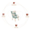 thumbnail image 5 of Modern Accent Chair with Solid Wood Legs and High Wing Backrest, Side Chair Set with Ottoman, Comfy Side Armchair for Living Room, Reading Room, Bedroom, Blue Patchwork, 5 of 8