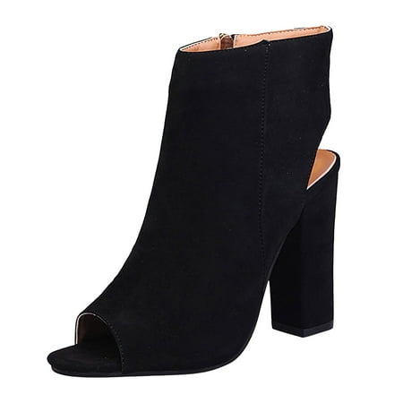 GHSOHS Boots for Women Slip on Tall Boots Ankle Booties Shoes Cow Girls Outfits Women Sandals Fish Heel Thick Zipper Mouth Heel High Fashion Shoes Side Women s Sandals Western Cowgirl Boots Size 37