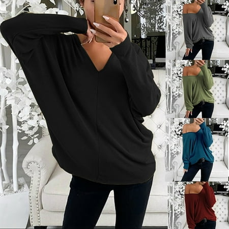 

Taluosi Blouse Long Sleeve Stylish Cotton Blend Women Loose Pullover for Dating