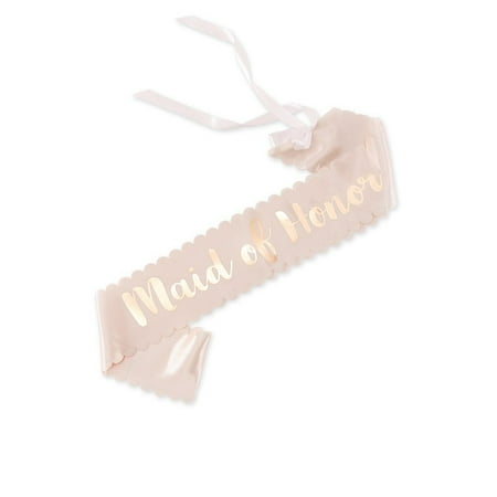 Weddingstar Blush Pink & Rose Gold Satin Bachelorette Party Sash - Maid Of Honor