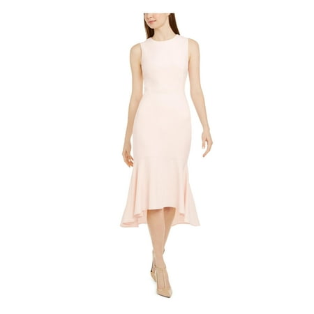 Calvin Klein Womens Flare Hi-Low Midi Dress Pink 8