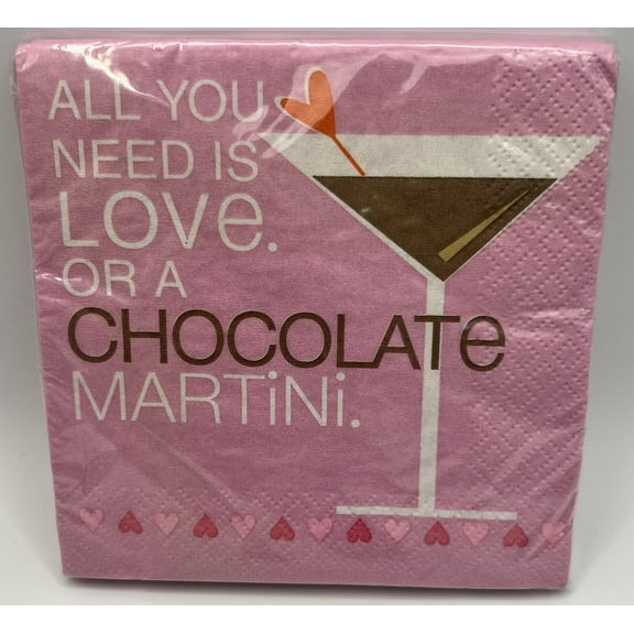 Chocolate Martini Love Valentine's Day Holiday Party Paper Beverage Napkins