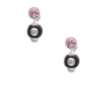 thumbnail image 2 of Delight Jewelry Silvertone Black 8 Ball Spinner Pink Crystal Clip on Earrings, 2 of 5